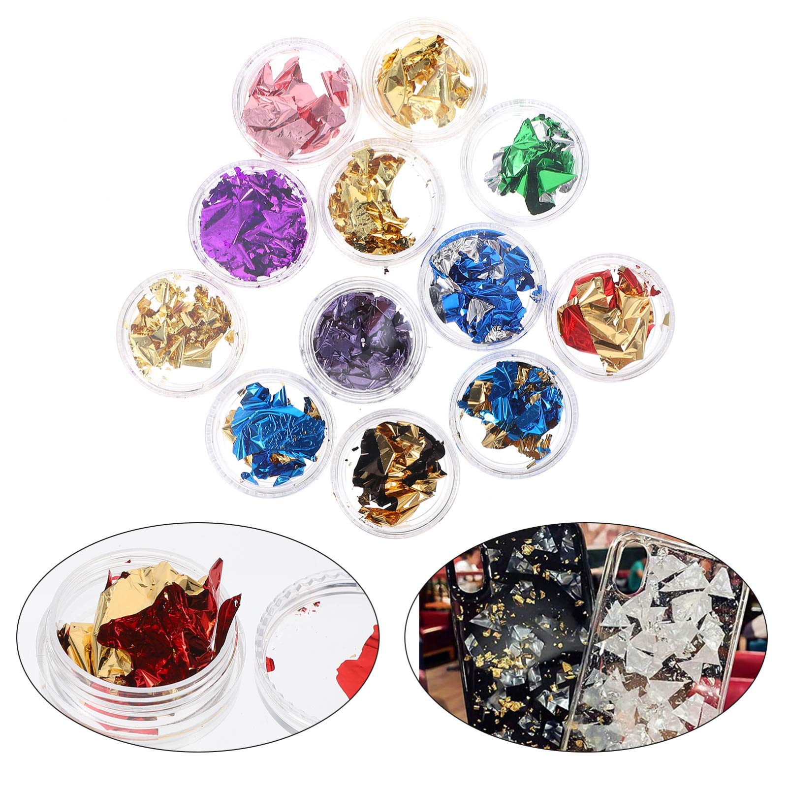 48pcs Glitter Foil Nail Chips for DIY Nail Art - Metallic Tinfoil Paillette Manicure Decoration | Perfect for Nail Salon, Home Manicure & Party Nail Designs