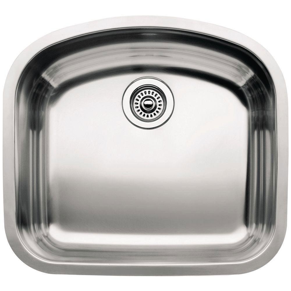 Blanco Wave Undermount Stainless Steel 20.5 Inch Single Bowl Kitchen Sink - 16 Gauge, Noise-Reducing Design for Modern Homes - Perfect for Meal Prep, Dishwashing & Entertaining