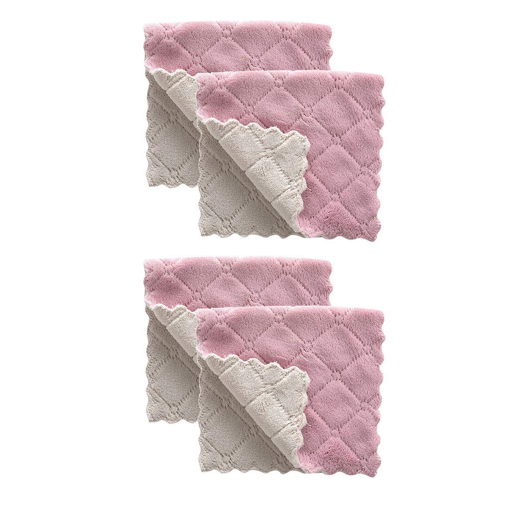 Velvet Nonstick Coral Oil Dishcloths - 4Pcs Purple Kitchen Towels Set for Fall Home Textiles, Perfect for Dishwashing and Counter Cleaning