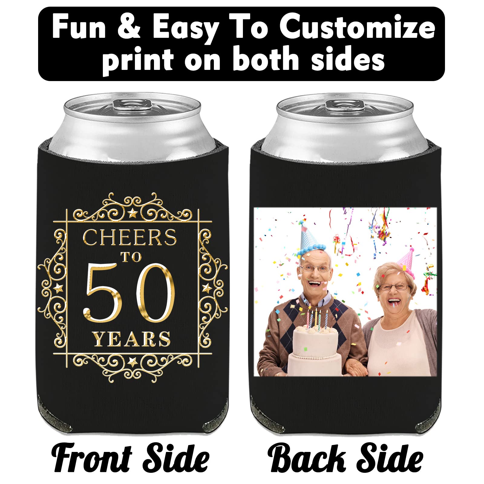 Personalized Custom Birthday Can Coolers & Beer Bottle Sleeves - Bulk Photo & Name Printed Beverage Holders for Parties, Gifts & Outdoor Events