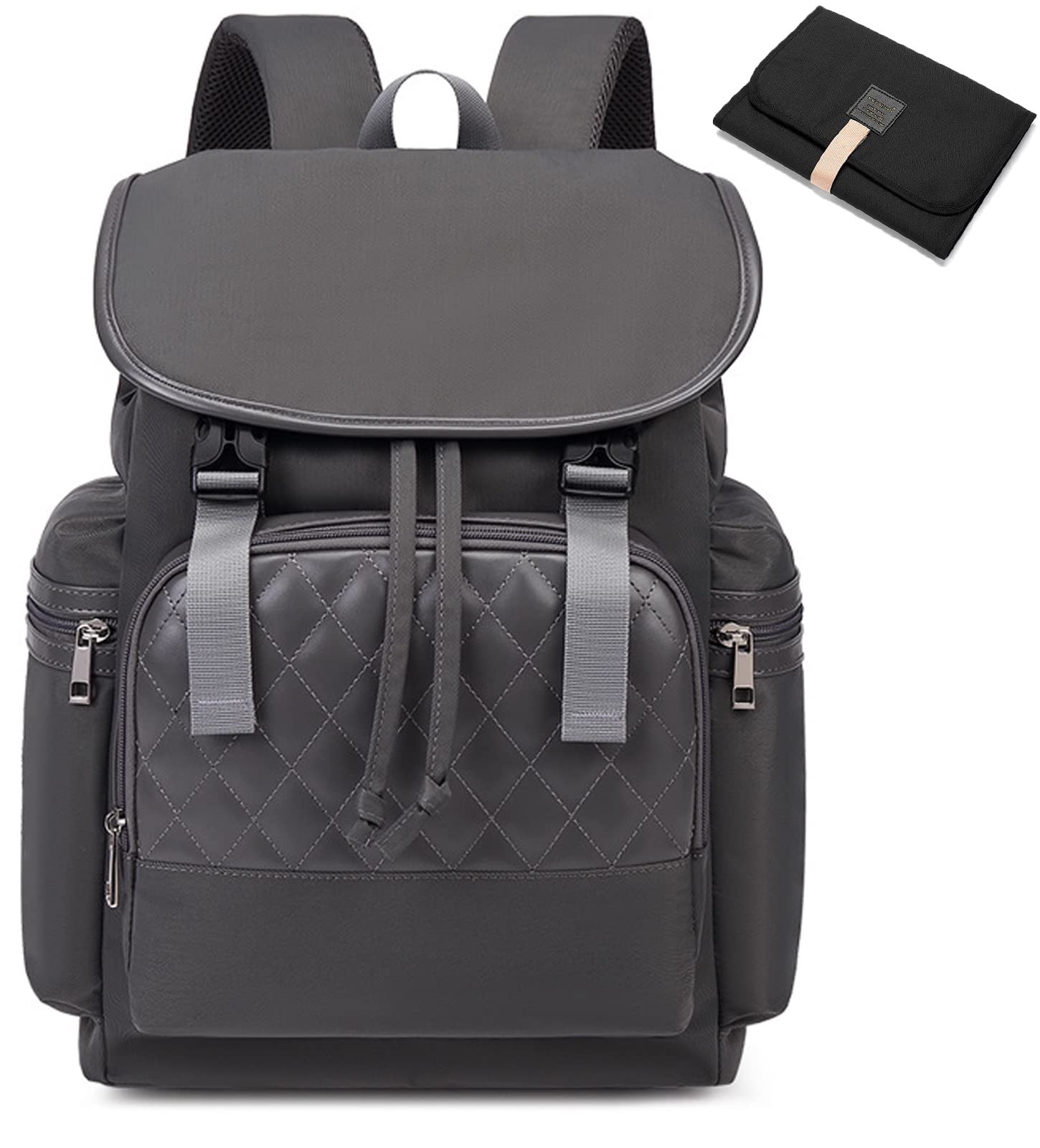 Waterproof Diaper Bag Backpack for Moms - 12L Capacity with USB Port, Changing Mat & Stroller Straps | Stylish Baby Shower Gift for Registry | Perfect for Travel, Shopping & Daily Use (Black, 17