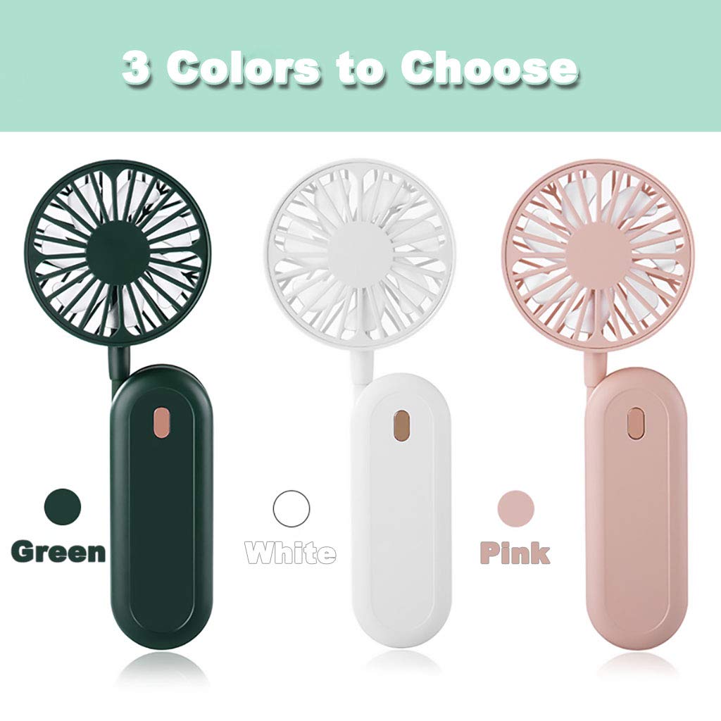 Portable USB Rechargeable Handheld Fan - 3 Speed Adjustable Mini Fan for Baby Stroller, Neck, Desk & Personal Cooling | Flexible Stand, Lightweight Design | Perfect for Outdoor, Travel, Office & Home Use (Green)