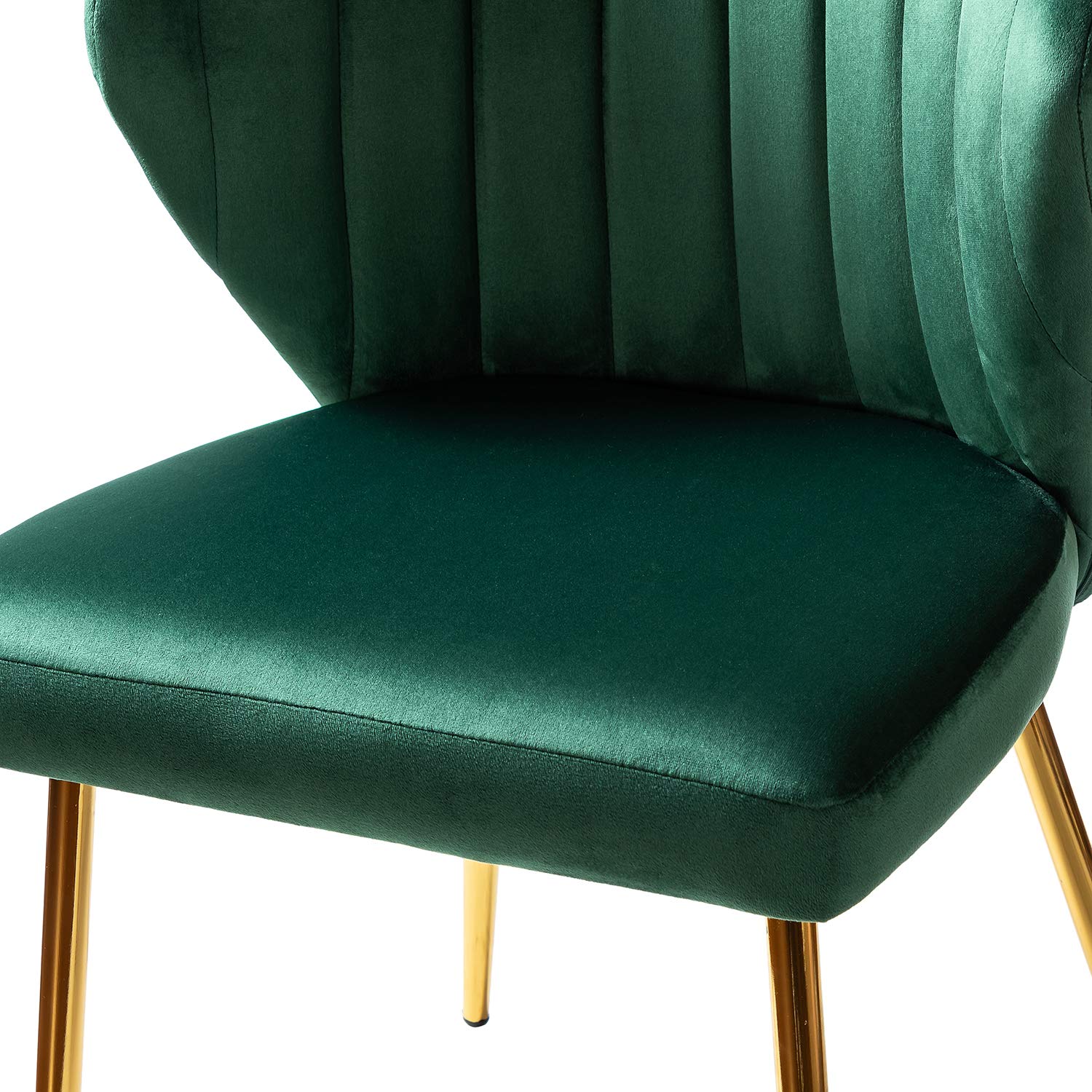 Modern Velvet Dining Room Chairs with Golden Metal Legs - Upholstered Tufted Accent Chair for Kitchen, Vanity, Patio & Beauty Room (Green, 1-Pack) - Perfect for Small Spaces, Home Decor & Stylish Seating