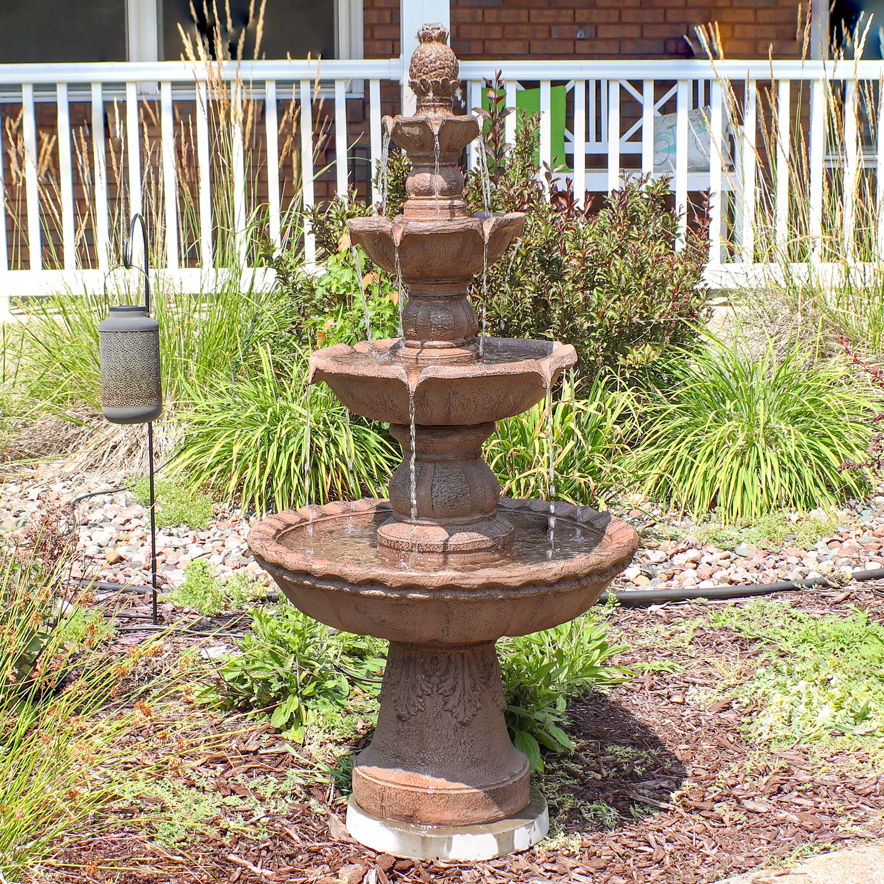 Sunnydaze 4 Tier Pineapple Outdoor Water Fountain - 52 Inch Tall Garden Decor for Patio, Yard & Backyard | Relaxing Tropical Water Feature for Outdoor Spaces