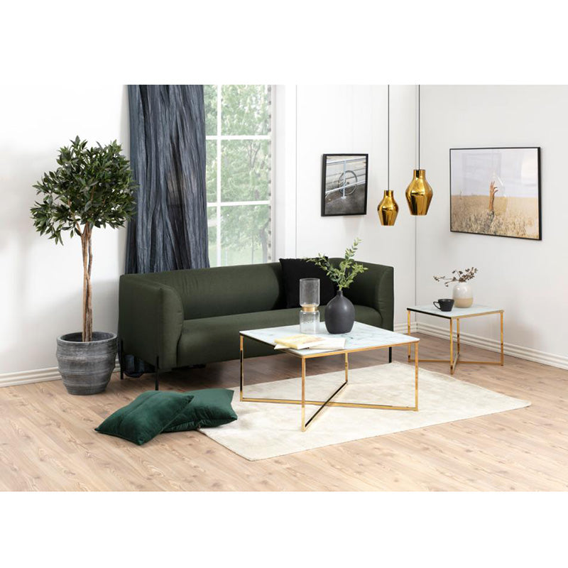 Stylish KOLINA 80cm Glass Coffee Table with White & Golden Chrome Frame - Perfect for Living Room, Lounge, and Modern Home Decor