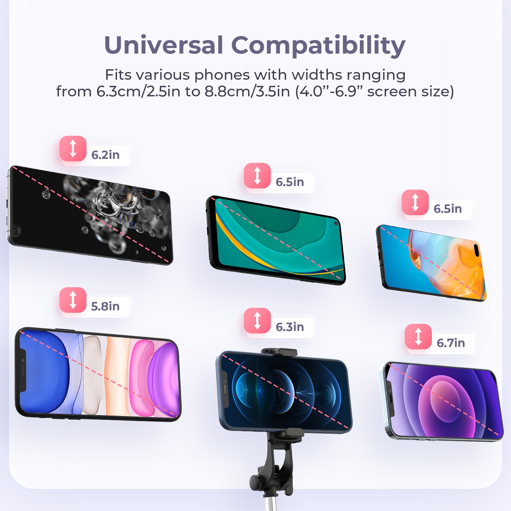Mpow 231AB Wireless Phone Tripod Stand with Selfie Stick - Adjustable Height, Compatible with iPhone & Android, Perfect for Vlogging, Live Streaming & Group Photos