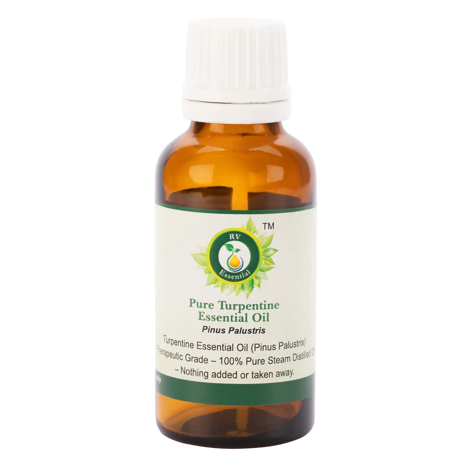 100% Pure and Natural R V Essential Pure Turpentine Essential Oil 100ml - Steam Distilled Pinus Palustris Oil for Aromatherapy, Pain Relief & DIY Cleaning Products