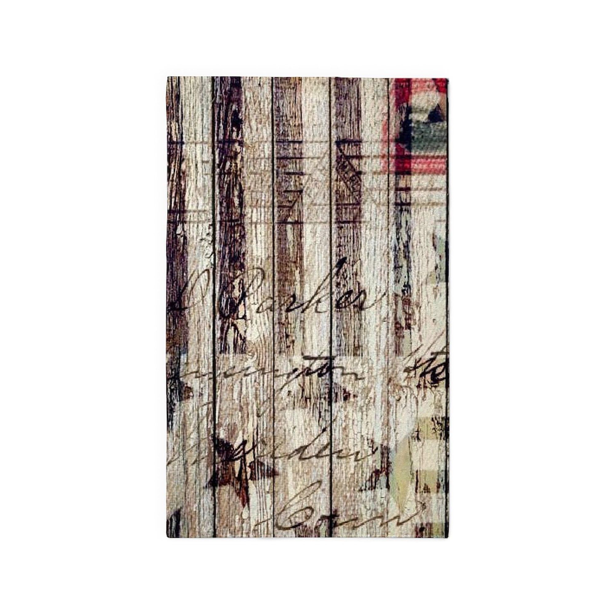 Rustic Barn Wood Americana Area Rug - Decorative Fabric Throw Rug for Living Room, Bedroom & Farmhouse Decor