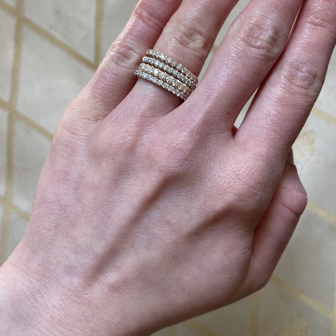 0.27ctw Diamond U Pavé 14K Yellow Gold Halfway Wedding Band - Elegant Bridal Ring for Engagement, Anniversary & Special Occasions