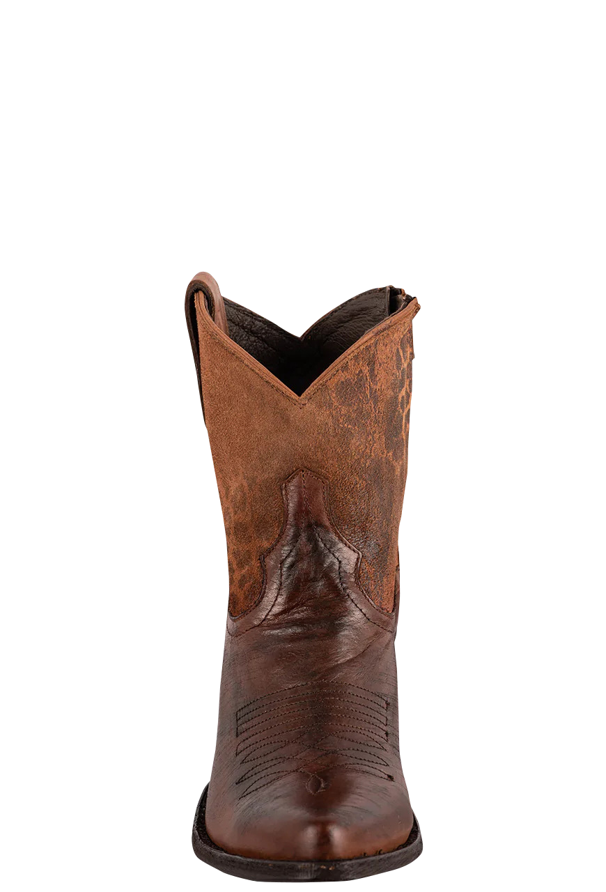 Old Gringo Goat Corinna Leopardito Booties Tan - Women's Western Ankle Boots for Cowgirl Fashion & Country Dancing