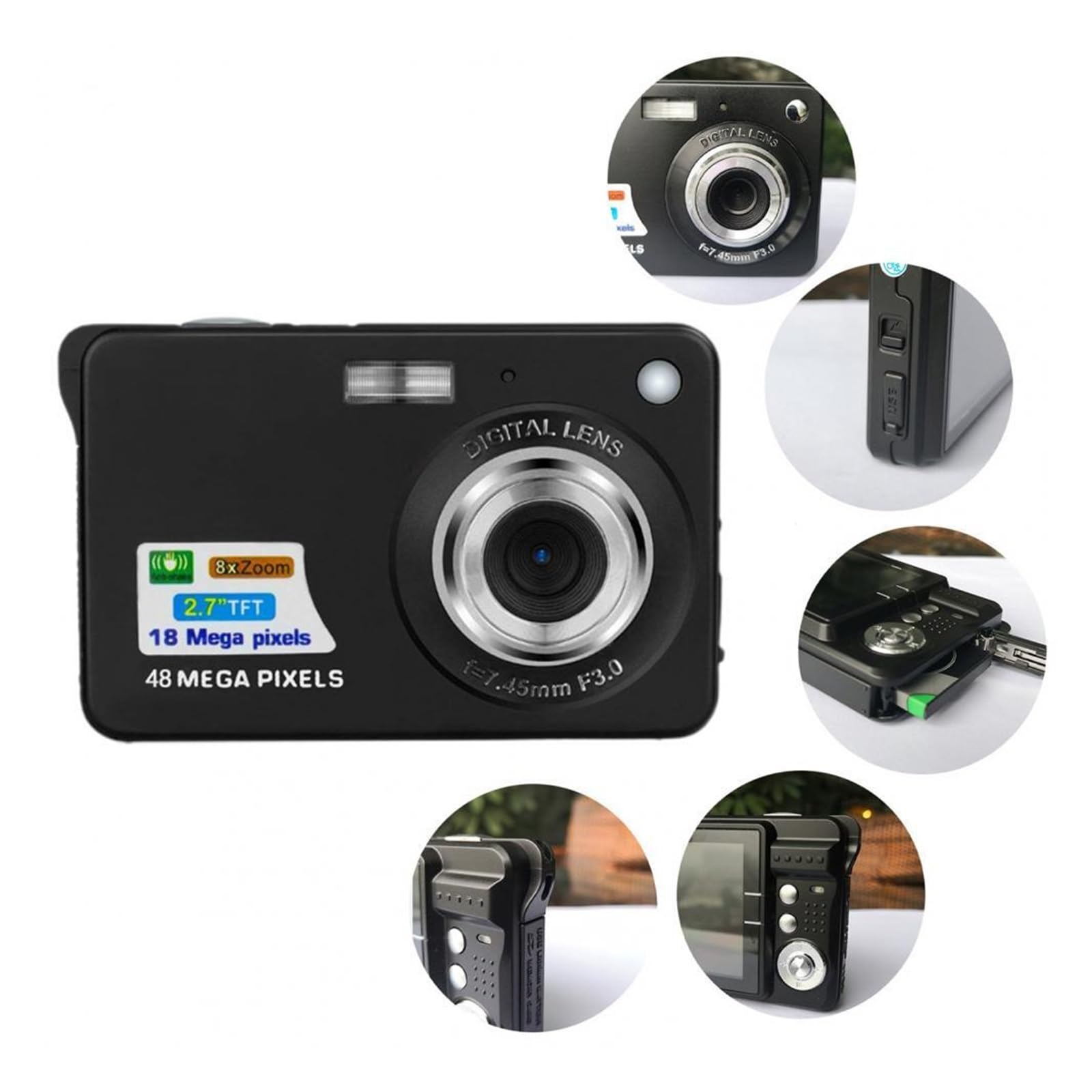 48MP Autofocus Digital Video Camera with Large Screen - HD Vlogging Camcorder for YouTube, Travel & Family Photography (Silver) - Perfect for Kids, Adults, Beginners & Content Creators