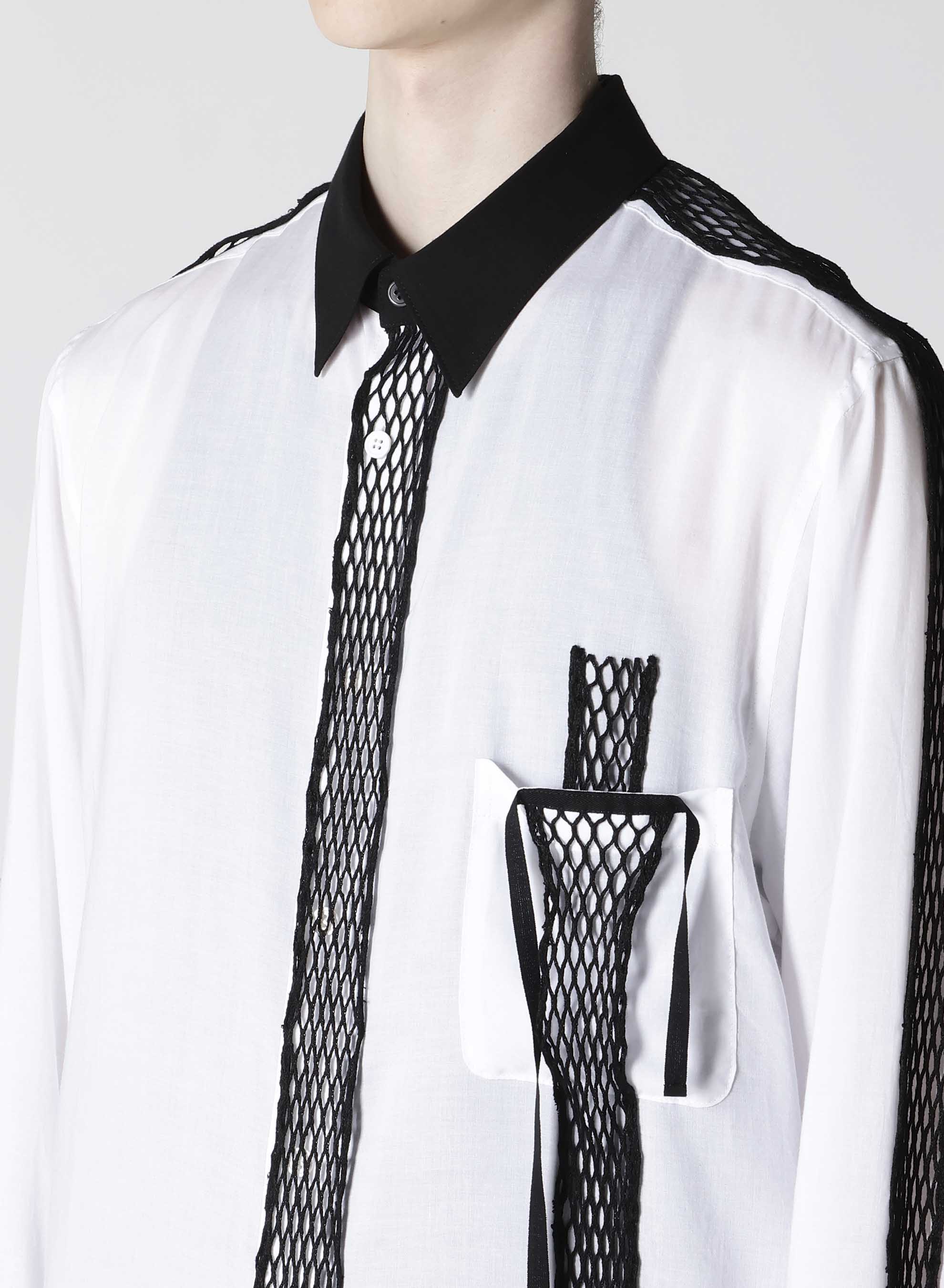 Black Mesh Cellulose Lawn Placket Blouse for Women - Breathable & Stylish Top for Casual Wear, Office, and Summer Outfits