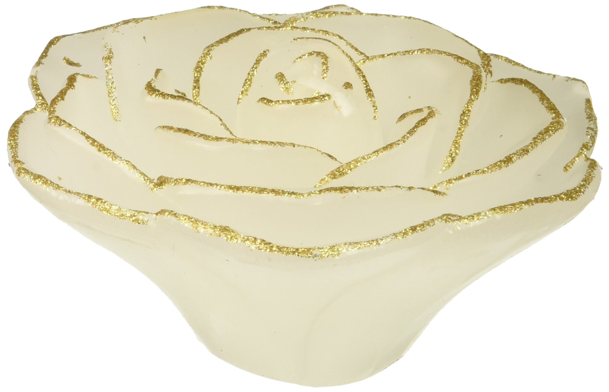 DARICE UN67813 White and Gold Floating Rose Candles for Weddings, Bath Relaxation, and Home Decor