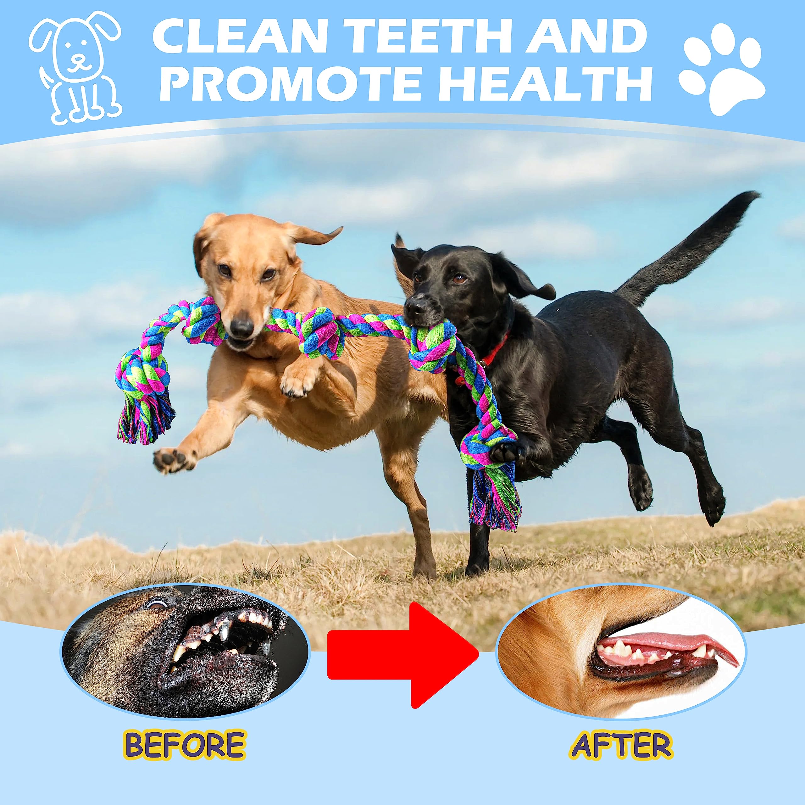 **Aitmexcn Indestructible Dog Rope Chew Toys for Large & Medium Dogs – 37 Inch 5-Knot Tough Tug Toy for Teeth Cleaning, Tug of War & Playtime – Durable Pet Chew Toy for Aggressive Chewers (Great for Training, Fetch & Bonding)**