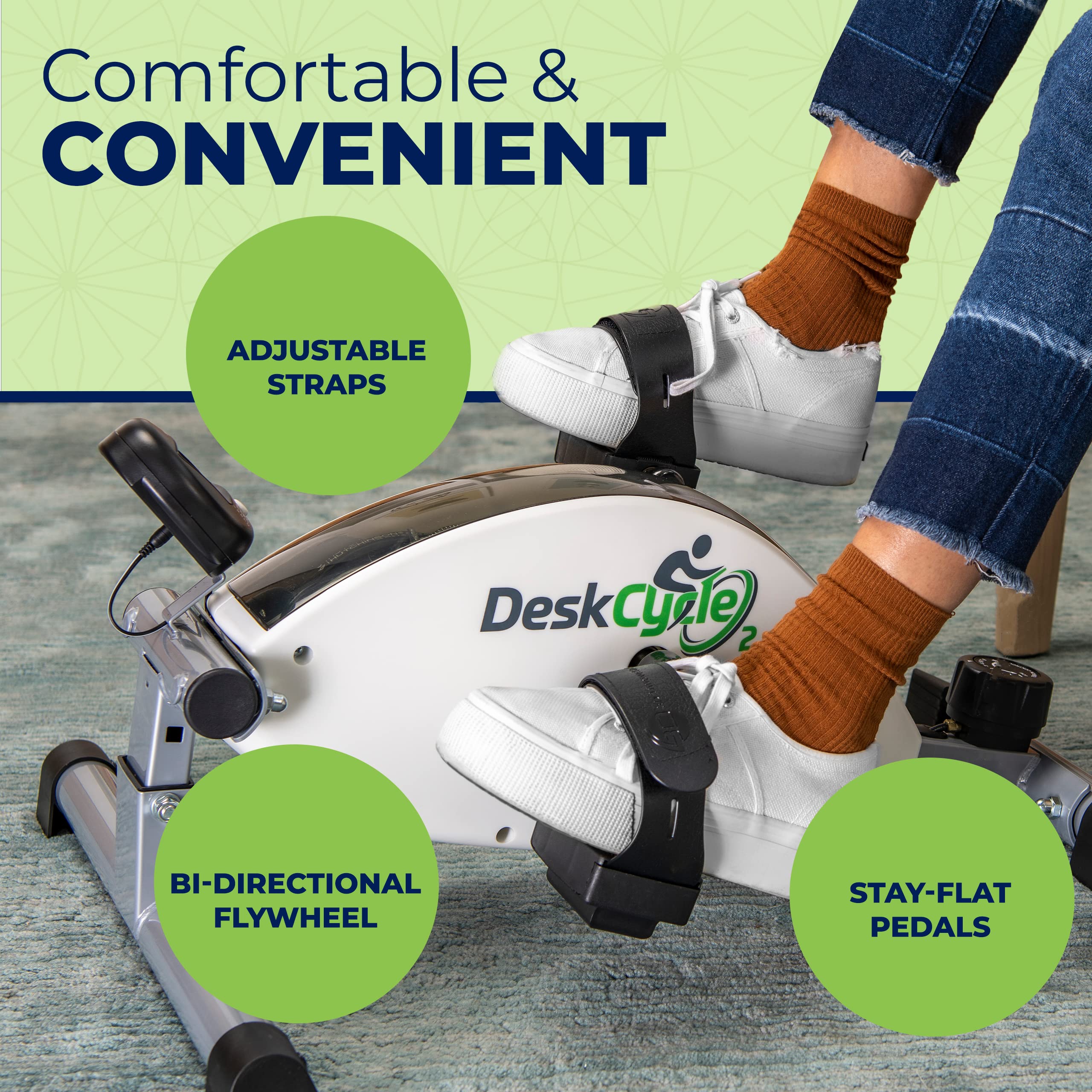 DeskCycle Under Desk Bike Pedal Exerciser - Adjustable Height Stationary Bike for Home & Office Workouts - Stay Active While Working or Watching TV