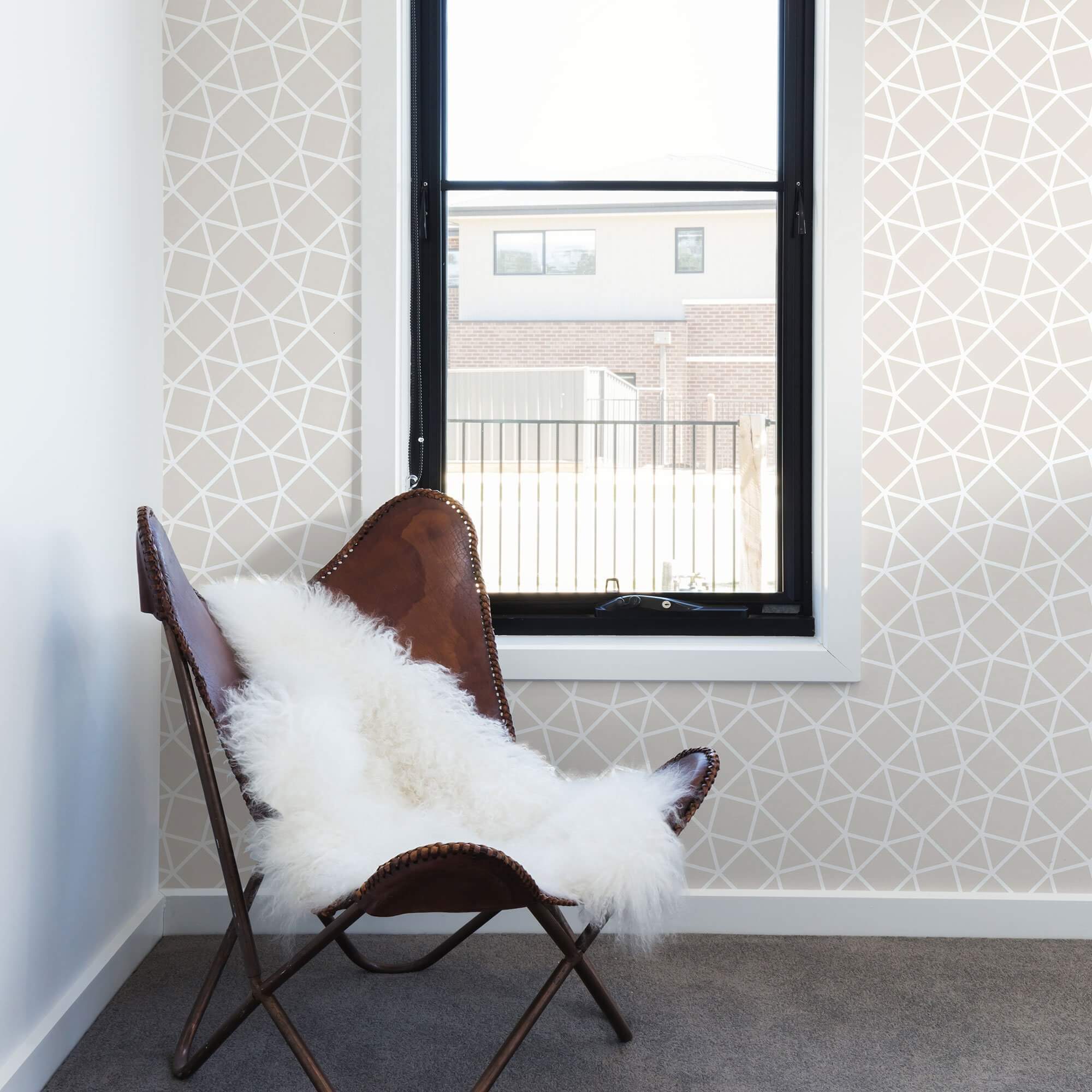 Tan Triangles Geometric Peel and Stick Removable Wallpaper 9183 - Self-Adhesive Wall Decal for Bedroom, Living Room & Office Decor