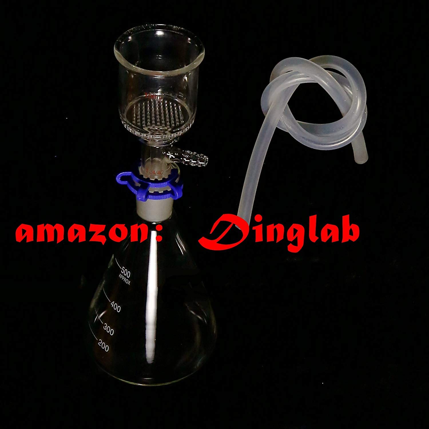 500ml 24/40 Suction Filtration Kit with 47mm Buchner Funnel & Glass Flask - Lab Vacuum Filtration System for Chemistry Experiments, Distillation, and Scientific Research