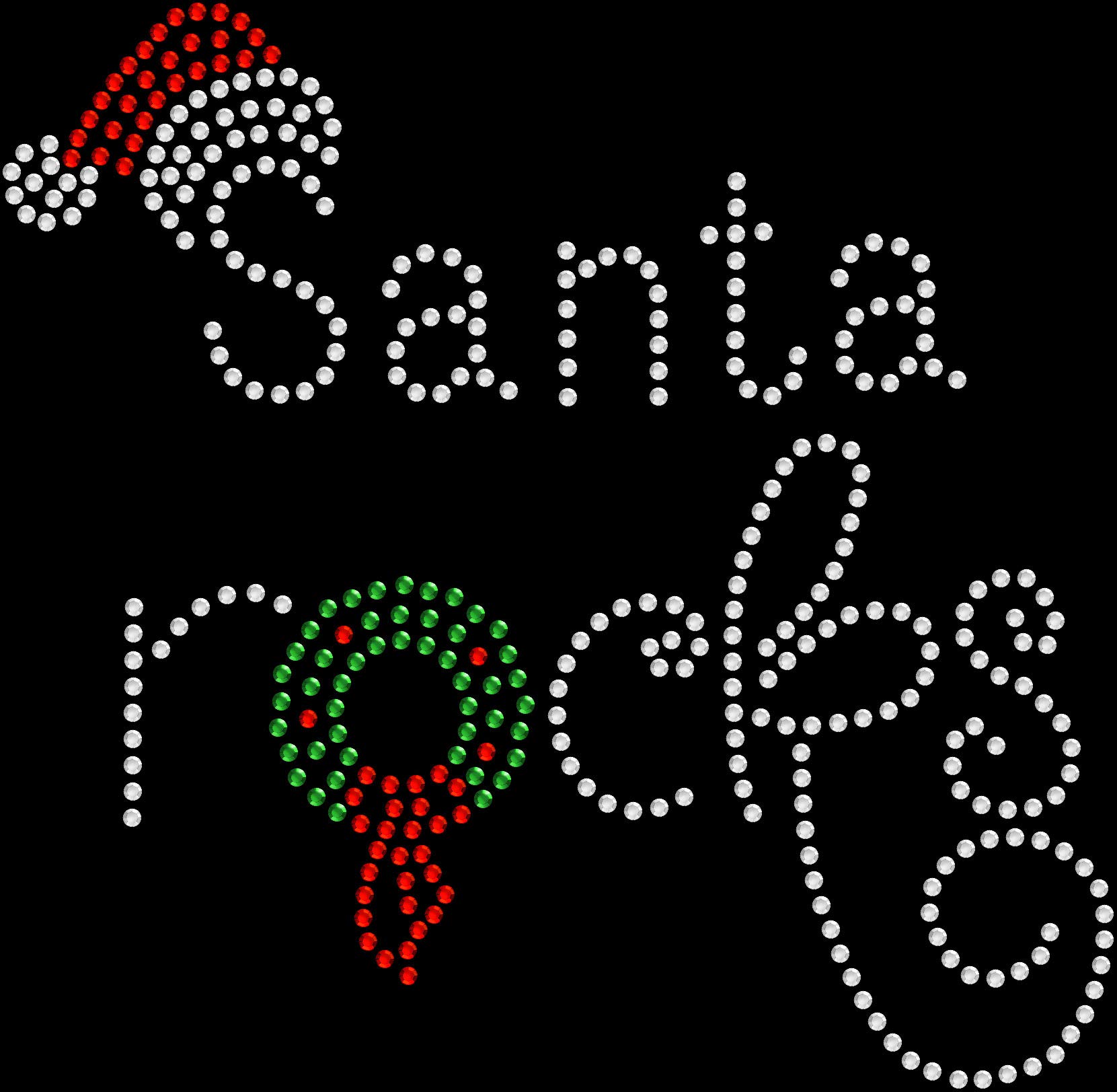 Rhinestone Bling Sparkle Iron On Transfer for DIY Christmas Santa Claus Rocks - Perfect for Holiday T-Shirts, Sweaters & Craft Projects