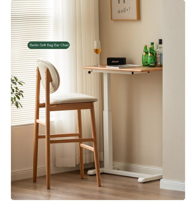 Solid Oak Wood Adjustable Height Folding Desk - Portable Home Office Workstation for Small Spaces, Dorm Rooms & Remote Work