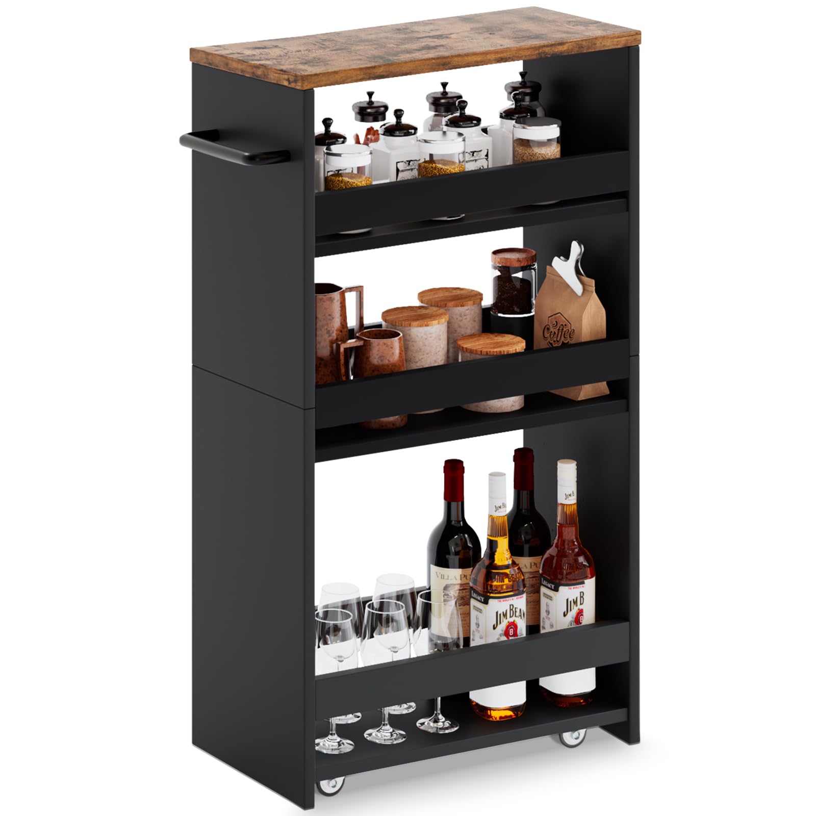 MARTY 4-Tier Rolling Storage Cart with Wheels & Handle - 7.9