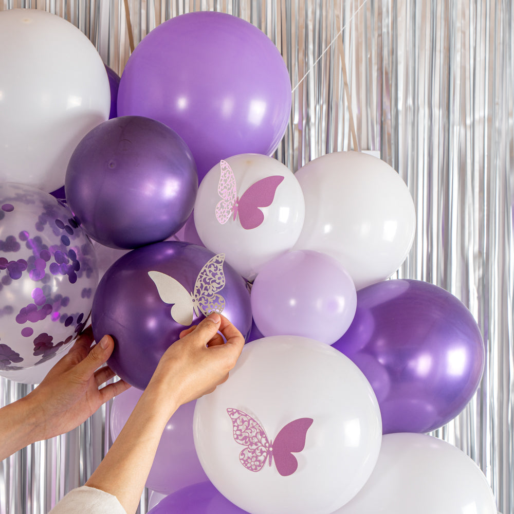 Balloonify Confetti Purple and White Balloon Arch Garland Kit - 124 Pieces Party Decorations for Birthdays, Weddings & Baby Showers
