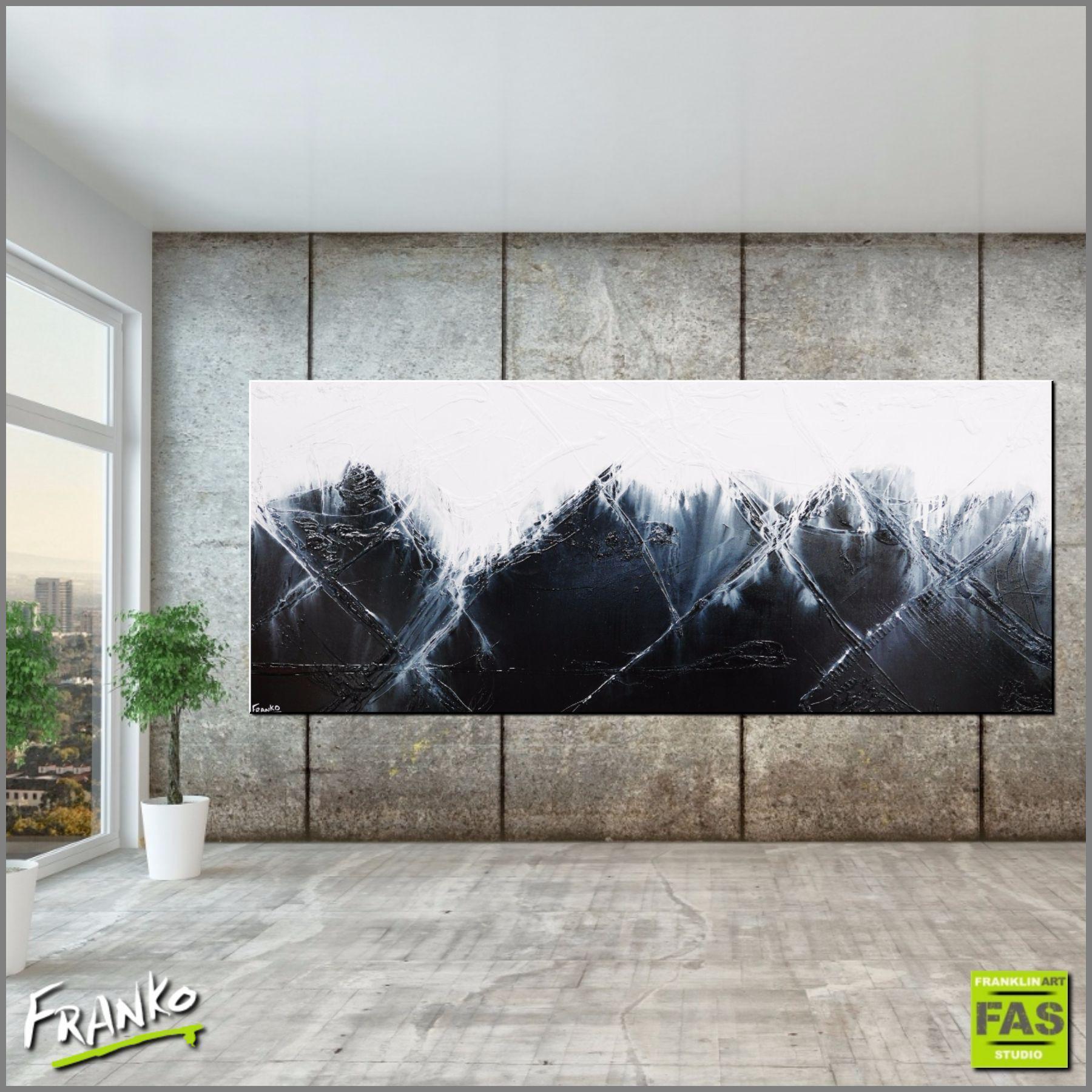 Licorice and White Chocolate 240cm x 100cm Black White Abstract Canvas Painting - Modern Wall Art for Living Room, Bedroom & Office Decor