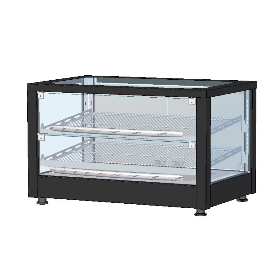 Equipex WD780B 2/1 SS SL Black Self-Service Countertop Food Warmer Display - Perfect for Cafes, Bakeries & Convenience Stores