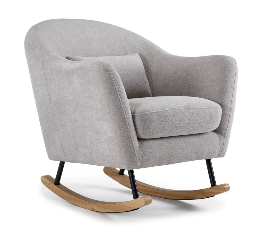 Comfortable Light Grey Rocking Chair for Living Room, Nursery, or Patio - Perfect for Relaxing and Nursing