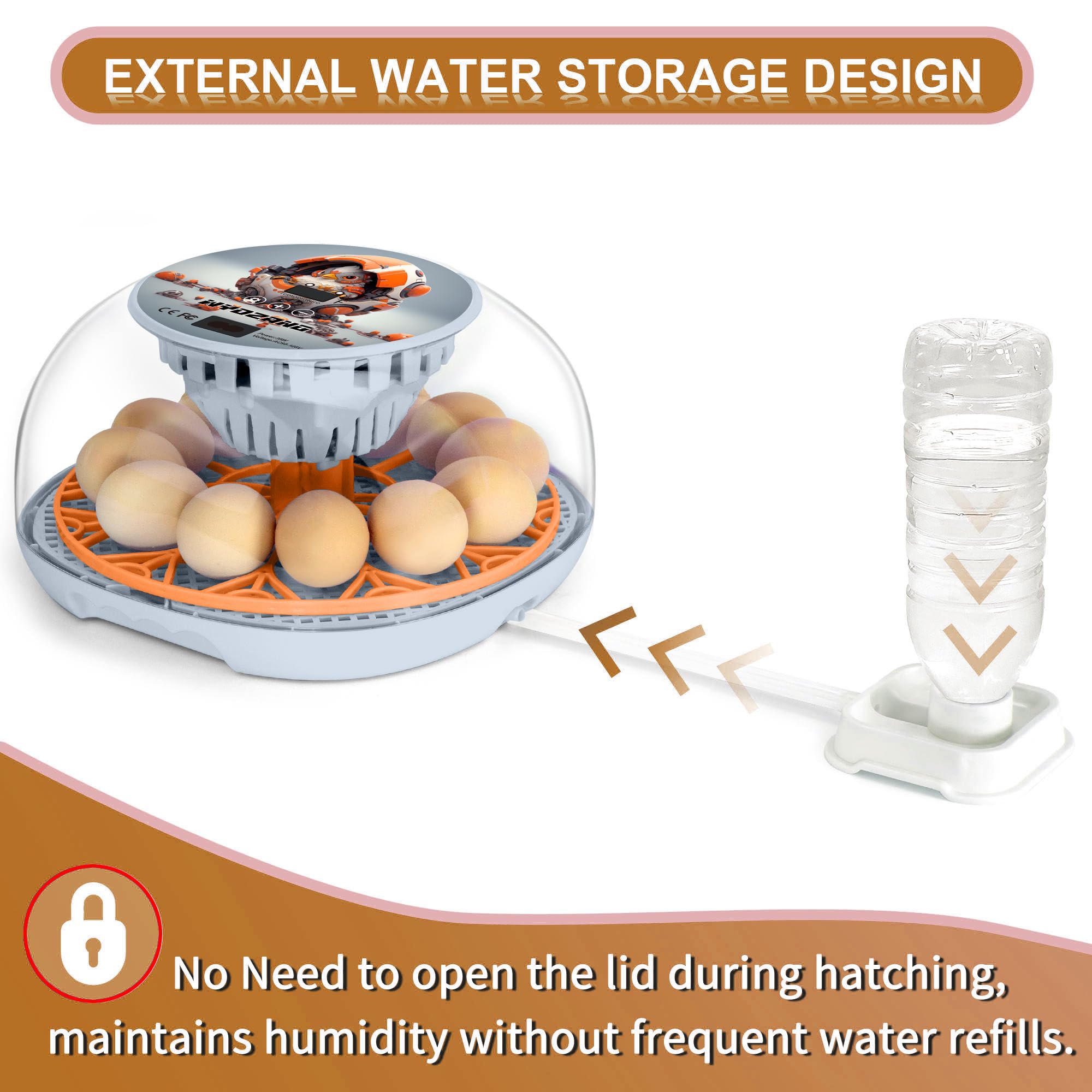 Automatic Smart Egg Incubator for Chicken Duck Quail - 12 Egg Capacity with Digital Temperature Control & Auto Turner | Perfect for Home Poultry Farming, Classroom Projects & Backyard Hatching (Mechachick, Fahrenheit)