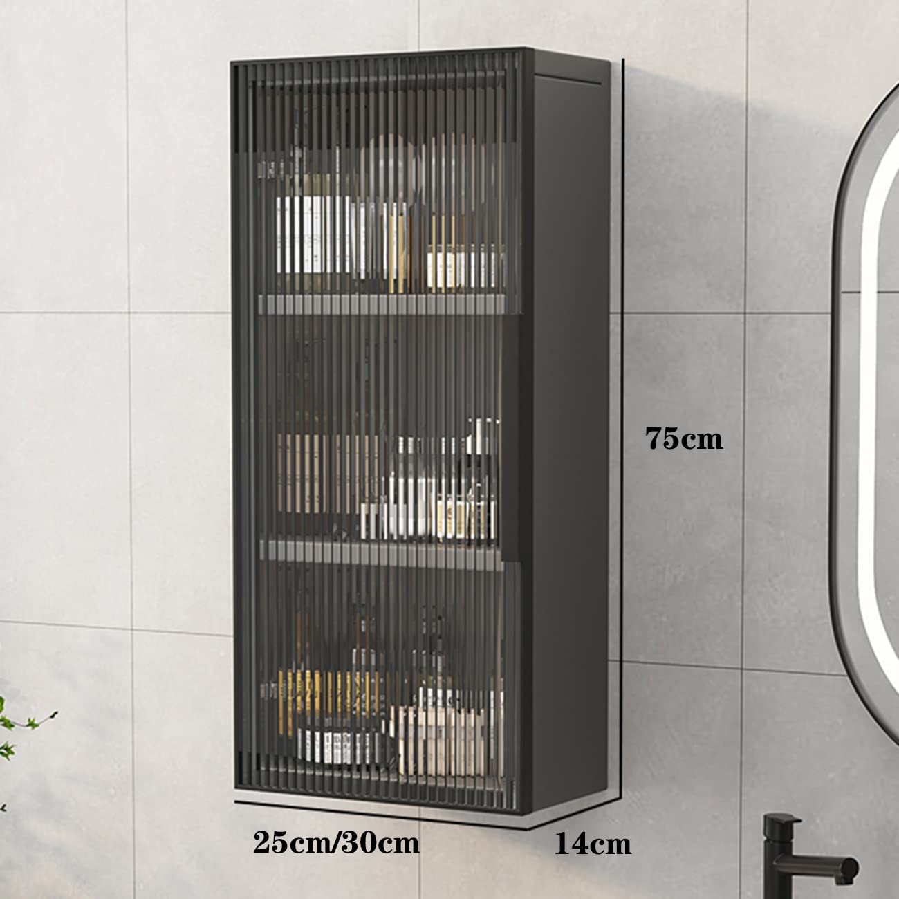 Multifunctional Wall Cabinet with Glass Door - 3-Tier Storage Shelf for Living Room, Bathroom, Entryway - Heavy Duty & Space-Saving Home Organization Solution - Perfect for Storing Towels, Decor, Books & Essentials