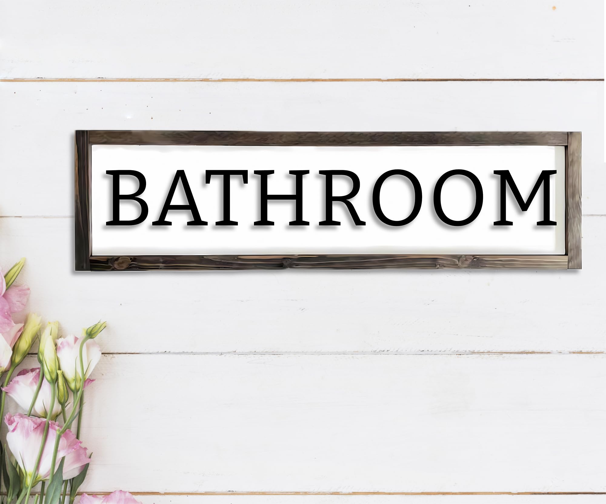 Farmhouse Bathroom Wall Decor - Rustic Wood Hanging Plaque Sign for Bathroom, Toilet & Powder Room - Perfect for Farmhouse, Cottage & Vintage Style Home Decor