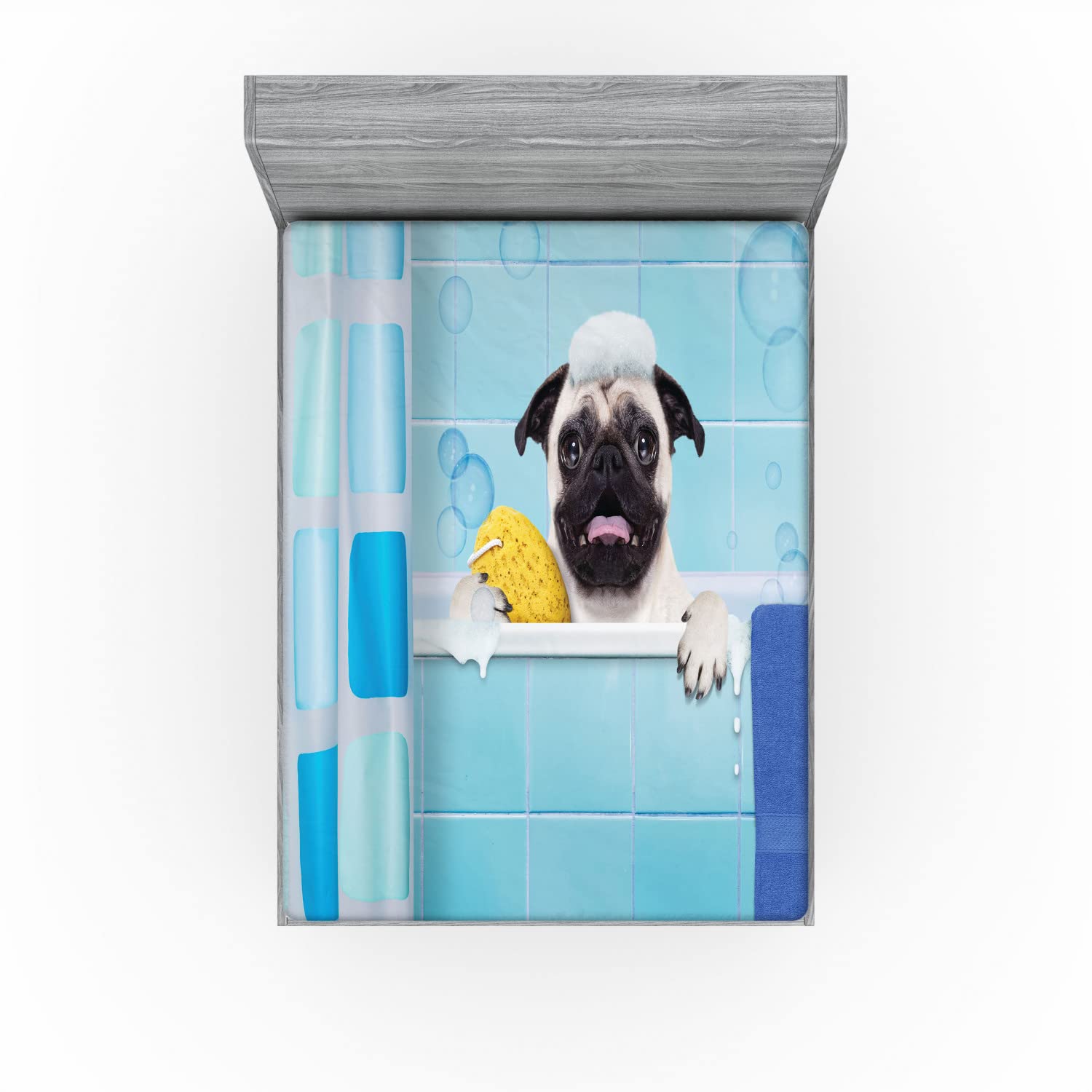 Pug Fitted Sheet 2-Pack - King Size, Deep Pocket, Multicolor for Pet Lovers & Dog Wash Time
