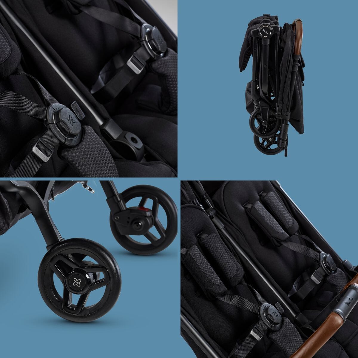 Silver Cross Jet Double Stroller - Lightweight Compact Travel Stroller for Twins & Siblings | Perfect for Air Travel, Shopping & City Walks