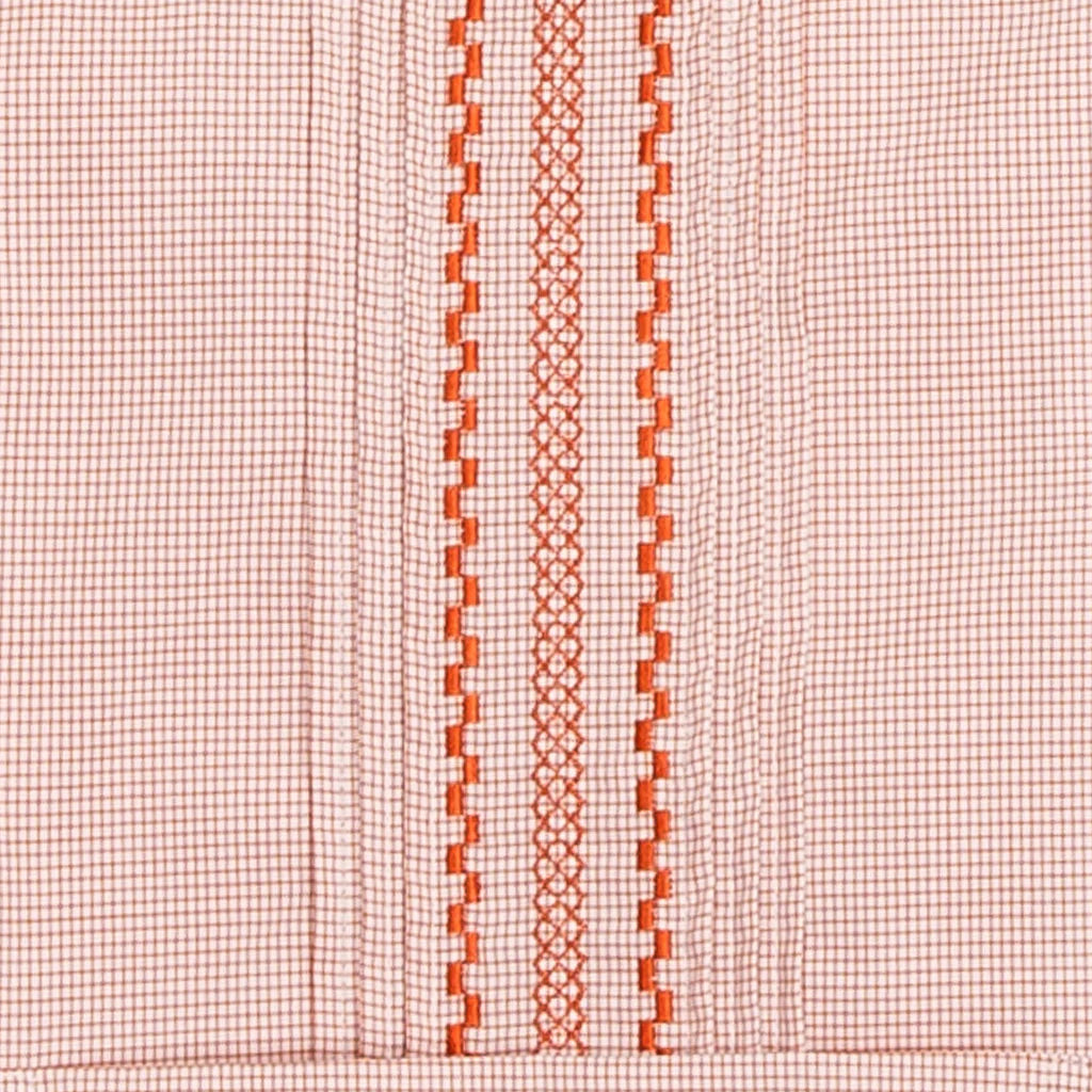 San Cristobal Orange Check Short Sleeve Guayabera Shirt for Men - Perfect for Summer, Beach, and Casual Wear