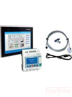 Millennium 3 Kit - CT104 HMI Touch Panel & Essential XD10 6I/4O R PLC Controller with 6 On/Off Inputs, 4 Analog Inputs, 10 Relay Outputs (Incl PWM), 24VDC - Includes Serial & Programming Cables | Ideal for Industrial Automation, Machine Control & Smart Home Systems