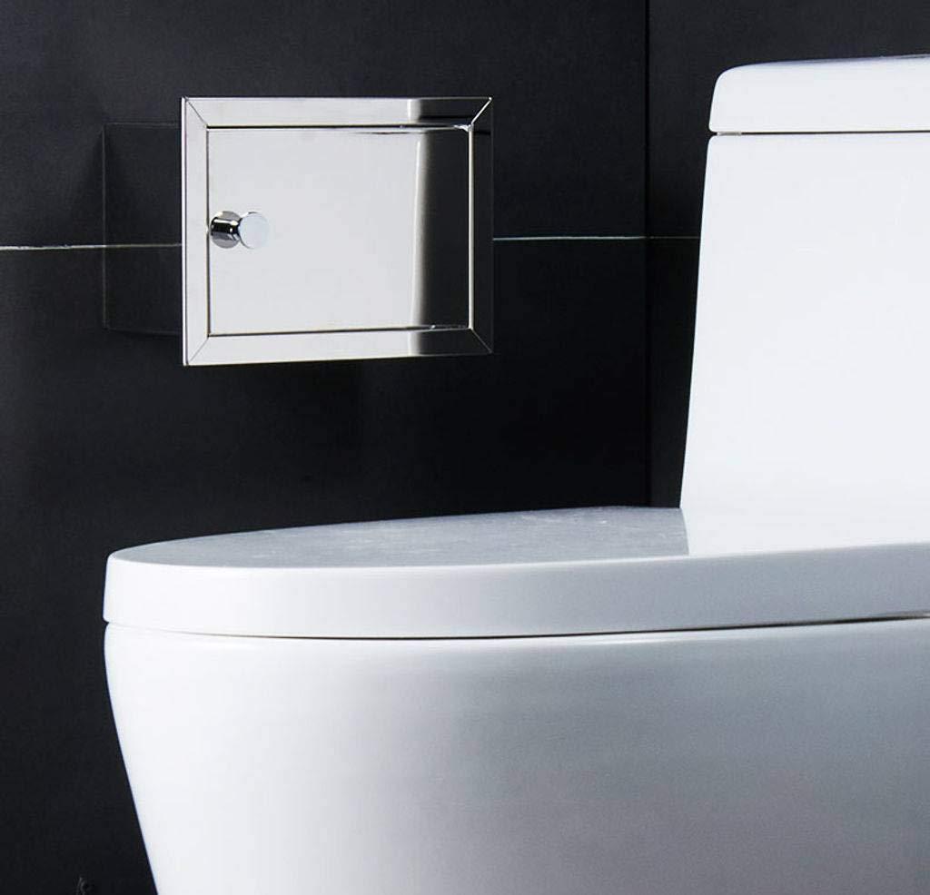 Stainless Steel Recessed Toilet Paper Holder - Waterproof Bathroom Tissue Roll Stand for Right Door Installation | Perfect for Modern Bathrooms, Powder Rooms & RVs