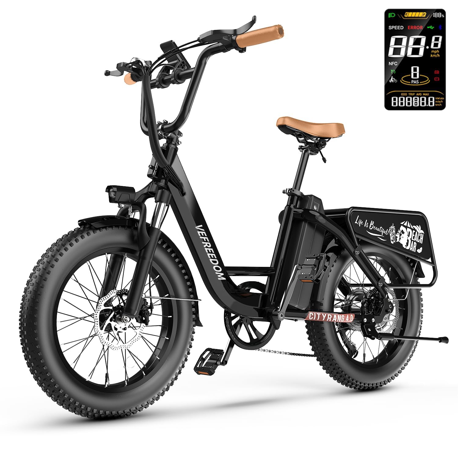 1500W Peak Electric Bike for Adults - 48V 20Ah Removable Battery, 70 Miles Range & 30MPH Speed - 20