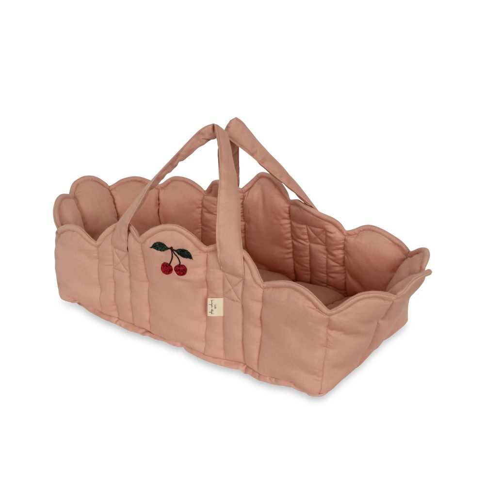 KONGES SLØJD Wooden Doll Lift & Carrier - Mahogany Baby Doll Stroller for Toddlers | Pretend Play, Role Play, Indoor & Outdoor Use
