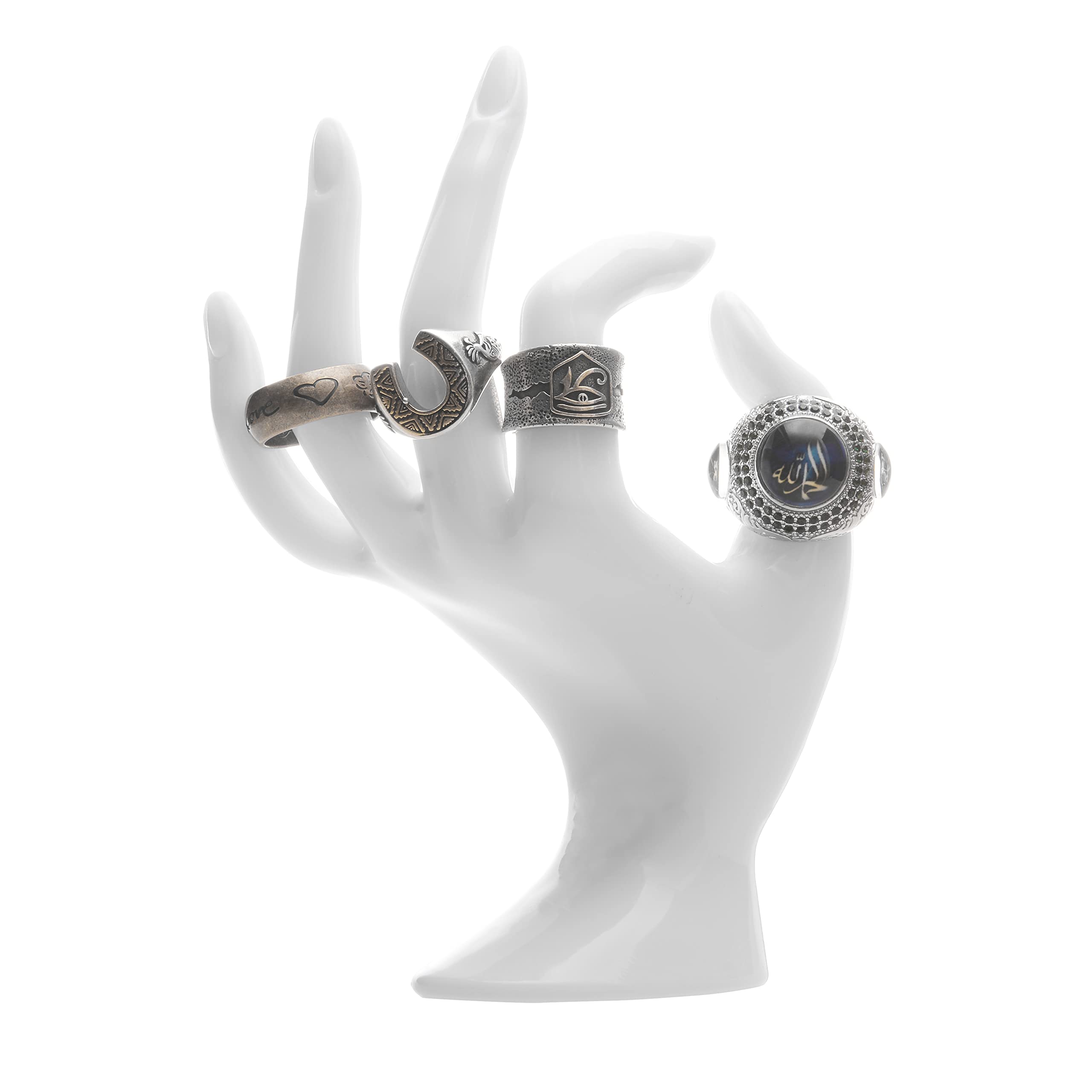 Y2K Pink Hand-Shaped Ring Holder - Elegant Jewelry Organizer for Women & Girls - Preppy Room Decor & Aesthetic Gift Idea - Perfect for Dressing Tables, Vanity Displays & Bedroom Decor (White)