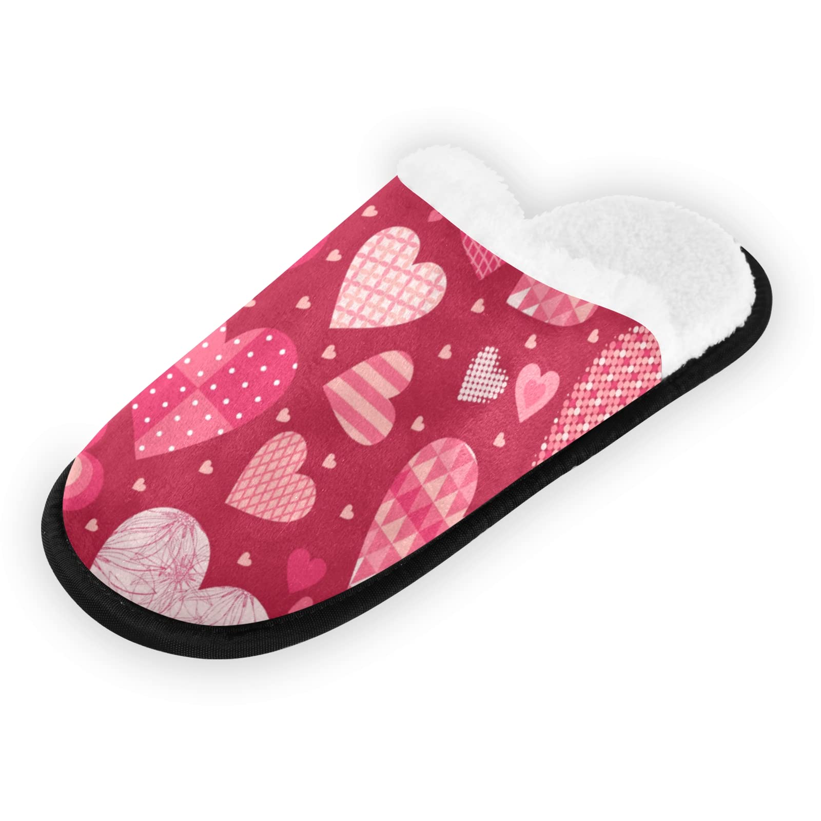 Valentine's Day Fuzzy Slippers for Women & Men - Soft Fleece Lining for Home, Travel & Hotels