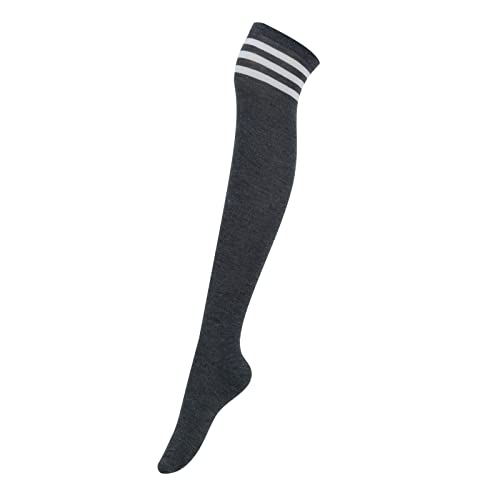 1 Pair - Dark Grey With White Stripes