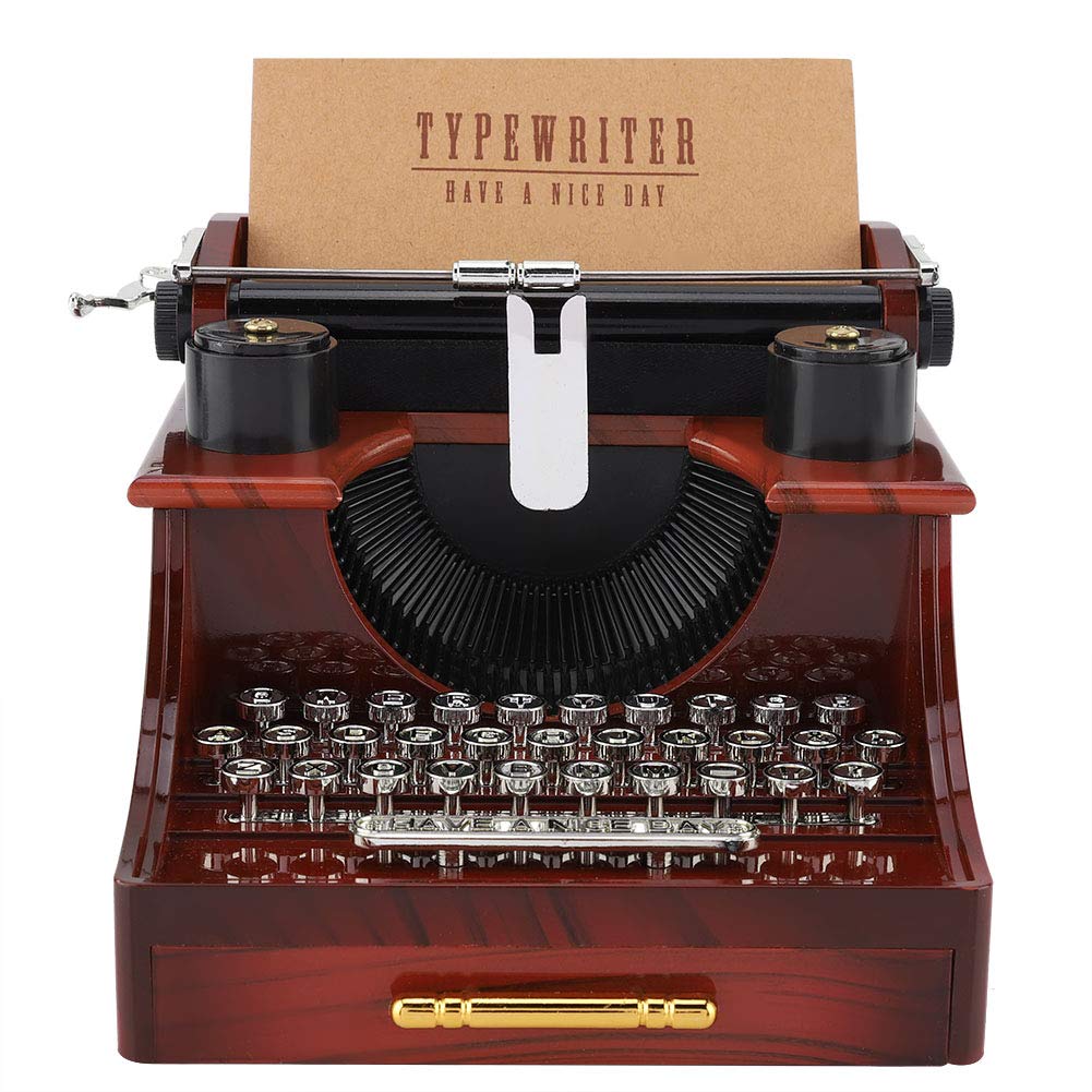 Vintage Typewriter-Shaped Wooden Music Box with Drawer - Mechanical Jewelry Storage Box - Romantic Gift for Christmas, Valentine's Day & Birthdays - Perfect for Home Decor, Music Lovers & Jewelry Organization