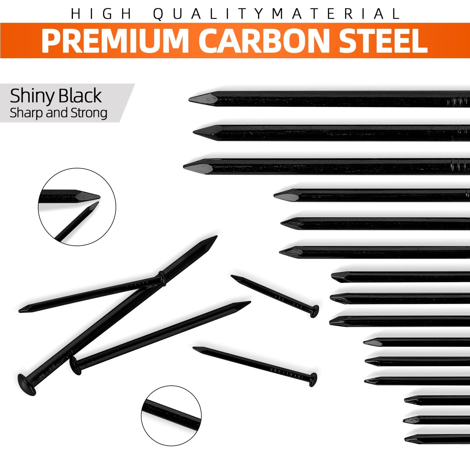 400 PCS 3/4 Inch Black Round Head Nails - Heavy Duty Picture Hanging Nails for Wood, Drywall & DIY Home Projects - Perfect for Wall Decor, Framing & Crafts