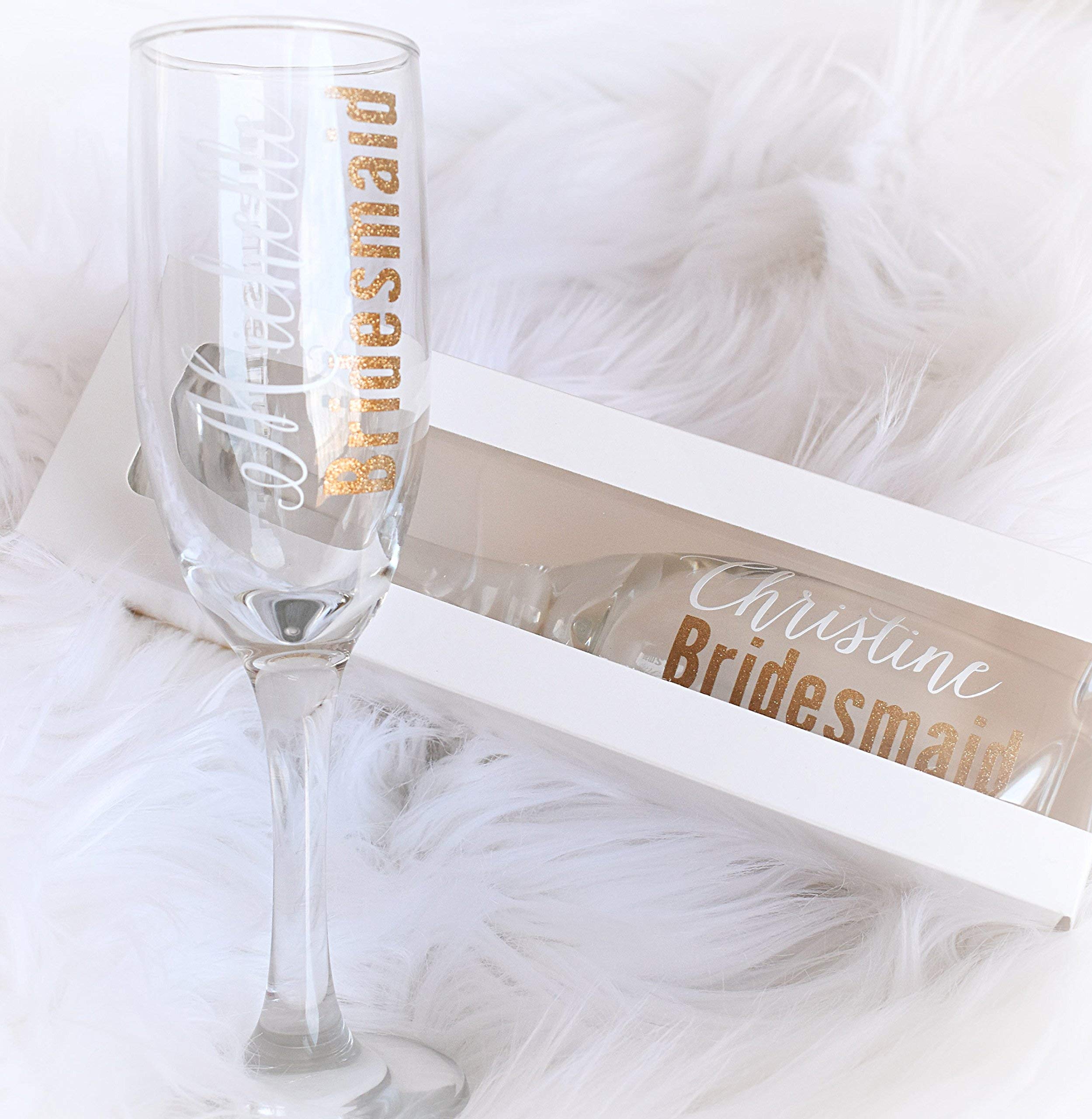 Personalized Bridesmaid Champagne Glasses - Elegant Wedding Toasting Flutes for Bridal Party Gifts, Perfect for Wedding Receptions, Anniversaries & Romantic Celebrations