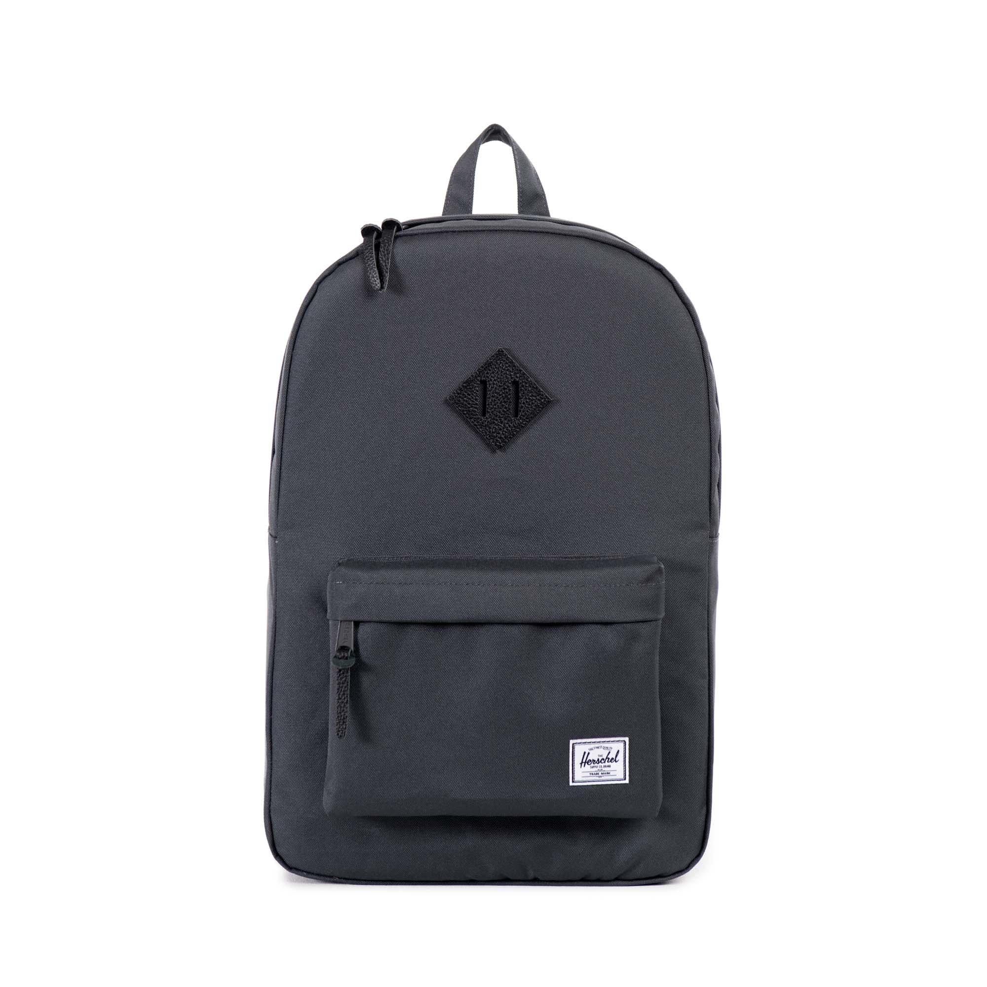 Herschel Heritage Backpack - Dark Shadow/Black Pebbled Leather - Stylish & Durable Laptop Backpack for Work, School & Travel