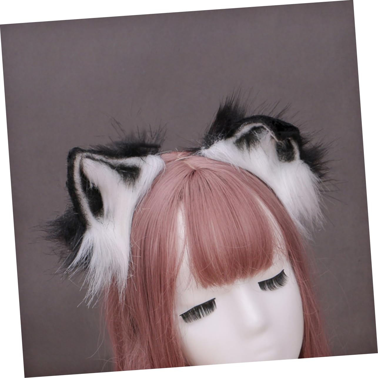 Minkissy 3-Piece Animal Ear Headband Set - Plush Fox Ears Headband for Cosplay, Halloween, and Parties - Handmade Soft Fabric Headwear for Adults, Women & Men - Perfect for Anime Conventions, Costume Events, and Themed Celebrations (White)