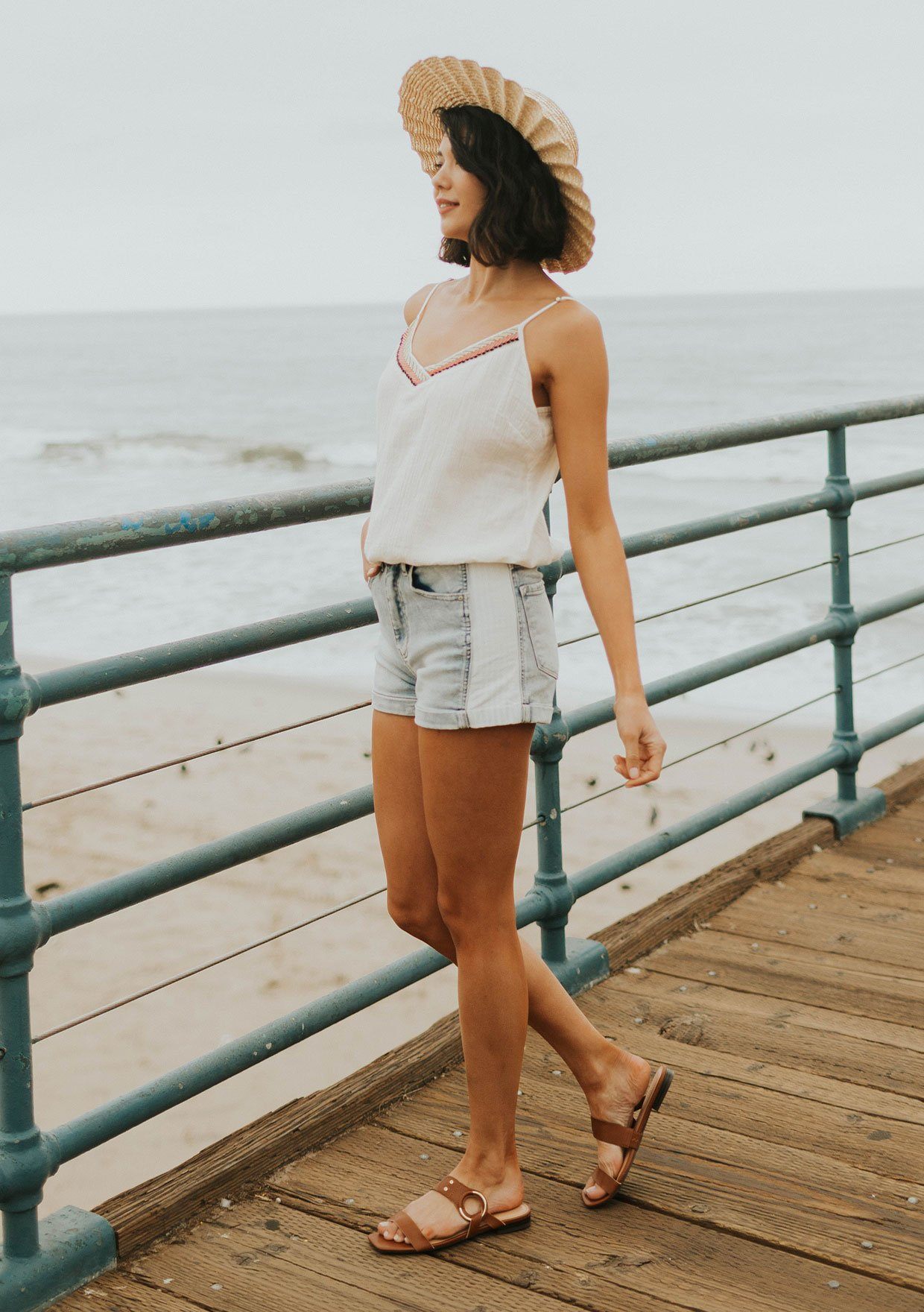 Brenda Embroidered Cami Top - Women's Floral Lace Casual Summer Tank - Perfect for Beach Outings, Date Nights & Boho Fashion