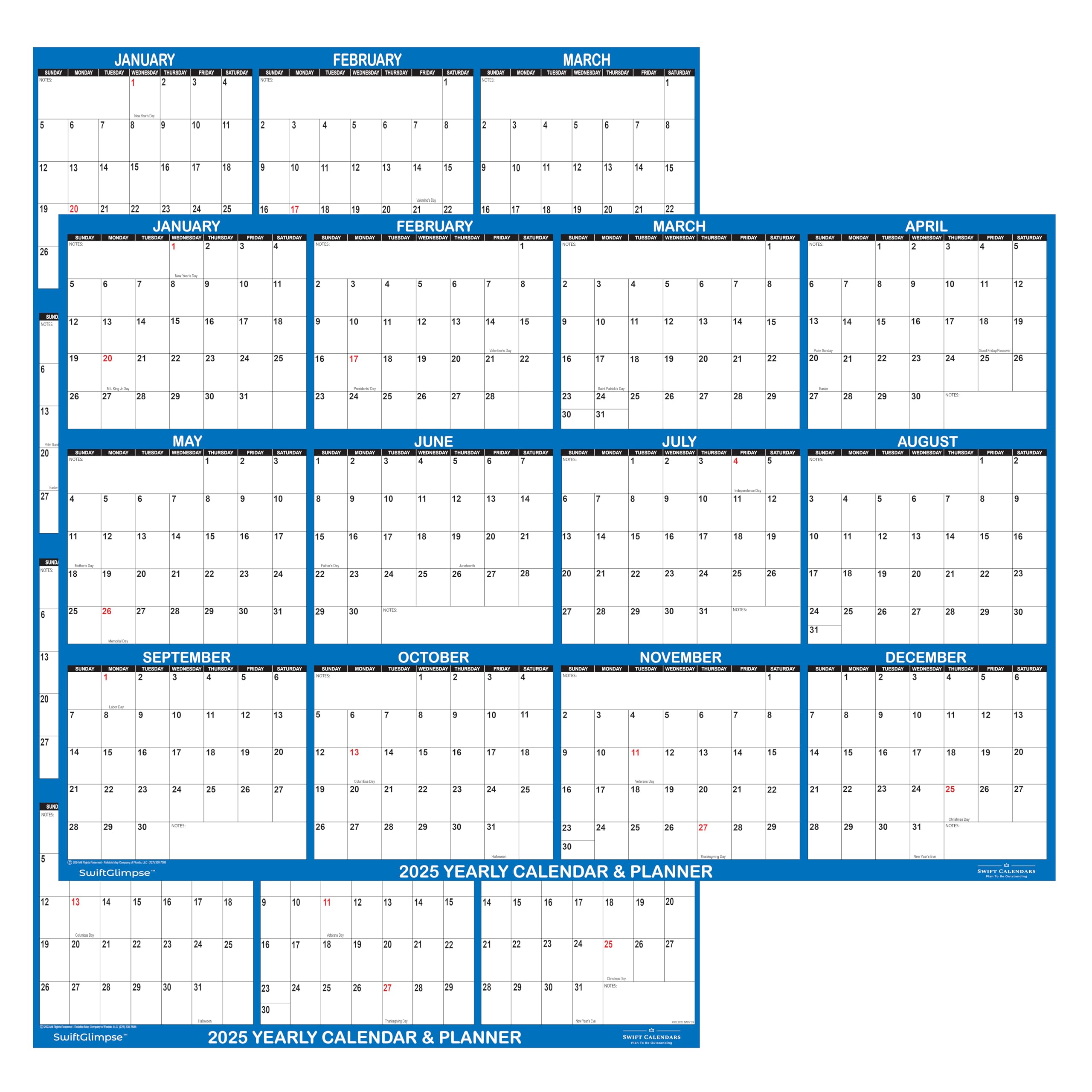 2025 SwiftGlimpse 12-Month Large Wall Calendar - 24