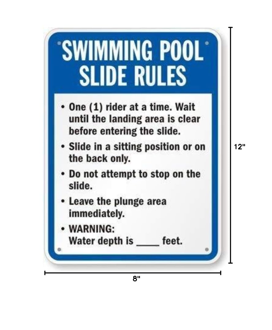 Lilyanaen 12x8 Inch Aluminum Metal Sign - Swimming Pool Rules Sign for Indoor & Outdoor Use - Durable Weatherproof Decorative Sign for Backyard, Patio, Pool Area