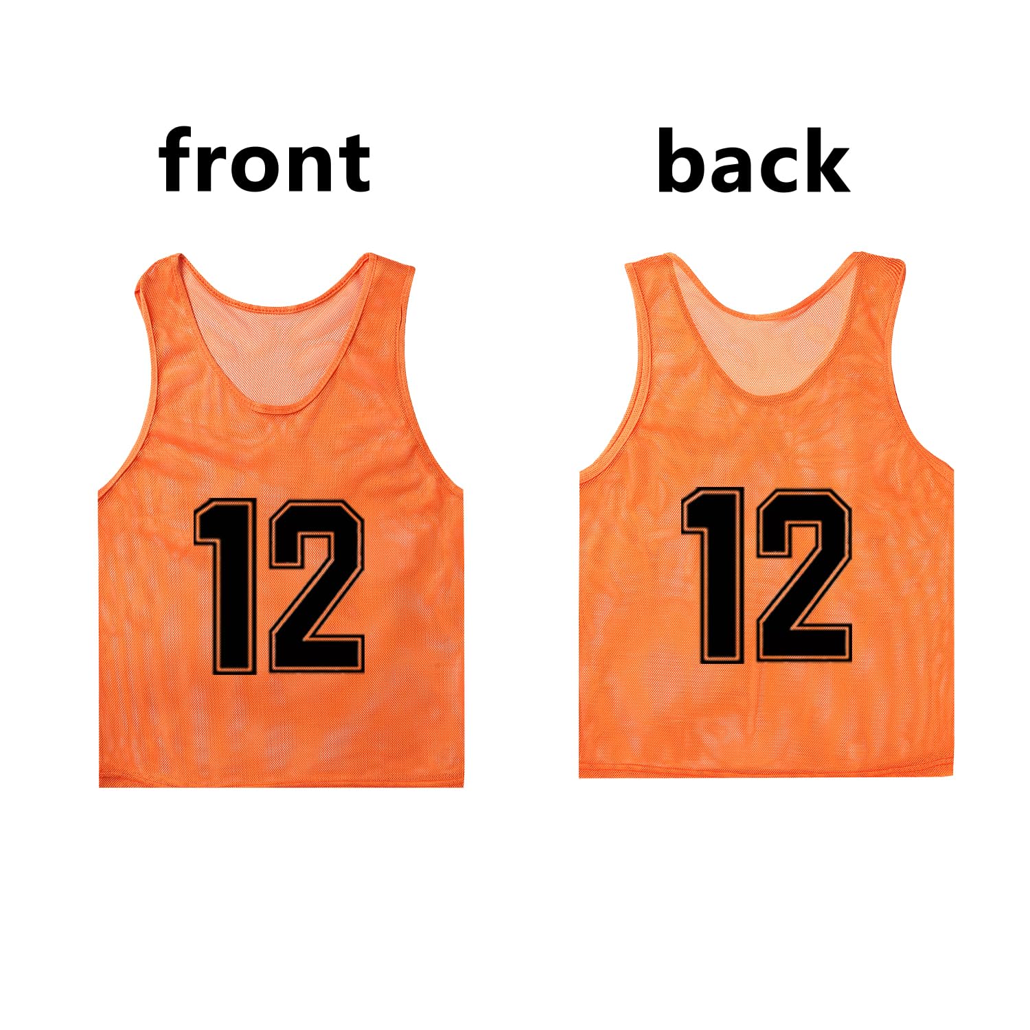 Breathable Nylon Mesh Soccer Training Vests for Adults & Youth - Numbered Practice Pinnies & Bibs for Team Drills, Scrimmages & Sports Conditioning